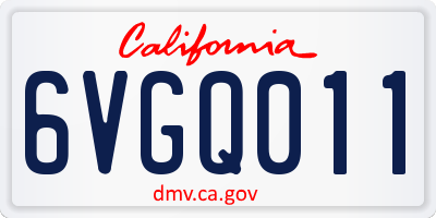 CA license plate 6VGQ011