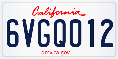 CA license plate 6VGQ012