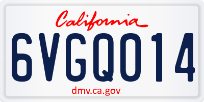 CA license plate 6VGQ014