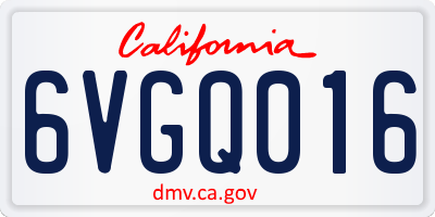 CA license plate 6VGQ016