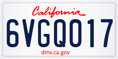CA license plate 6VGQ017