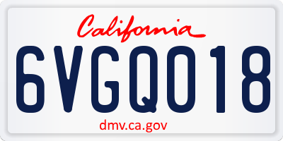 CA license plate 6VGQ018