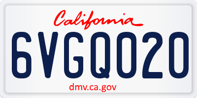 CA license plate 6VGQ020