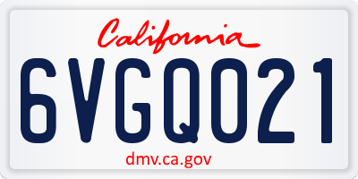 CA license plate 6VGQ021