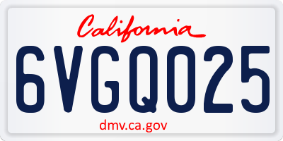 CA license plate 6VGQ025