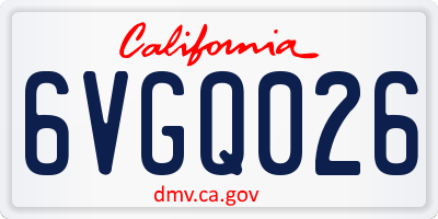 CA license plate 6VGQ026