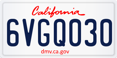 CA license plate 6VGQ030