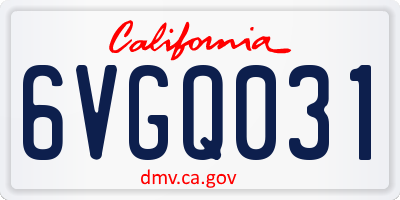 CA license plate 6VGQ031