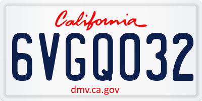 CA license plate 6VGQ032