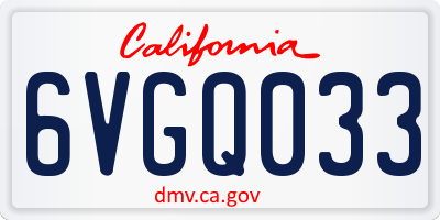 CA license plate 6VGQ033