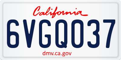 CA license plate 6VGQ037