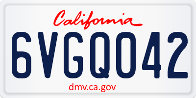 CA license plate 6VGQ042