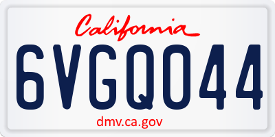 CA license plate 6VGQ044