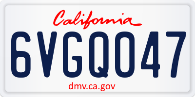 CA license plate 6VGQ047