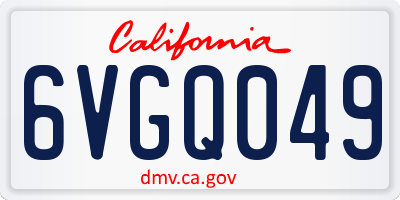 CA license plate 6VGQ049