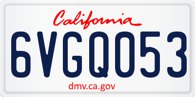 CA license plate 6VGQ053
