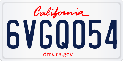 CA license plate 6VGQ054