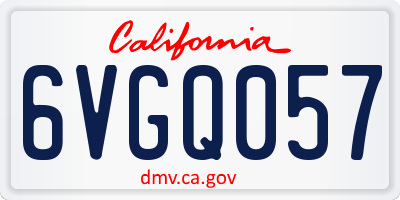 CA license plate 6VGQ057