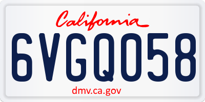 CA license plate 6VGQ058