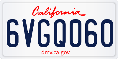 CA license plate 6VGQ060