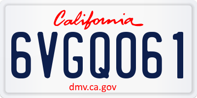 CA license plate 6VGQ061