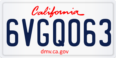 CA license plate 6VGQ063