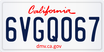 CA license plate 6VGQ067