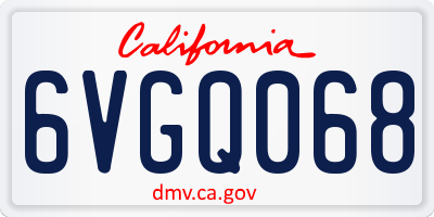 CA license plate 6VGQ068