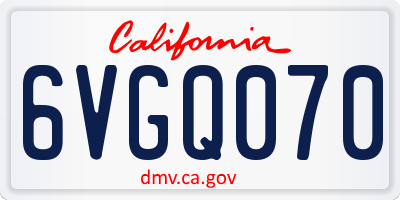 CA license plate 6VGQ070