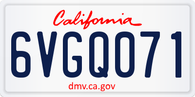 CA license plate 6VGQ071