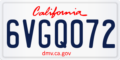 CA license plate 6VGQ072