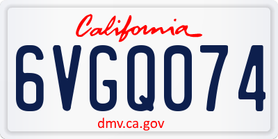 CA license plate 6VGQ074