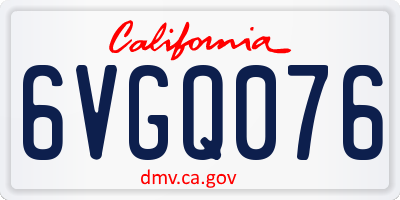 CA license plate 6VGQ076