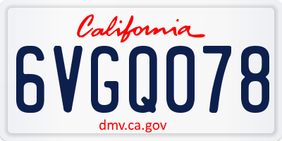 CA license plate 6VGQ078