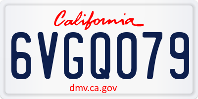 CA license plate 6VGQ079
