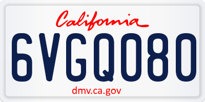 CA license plate 6VGQ080