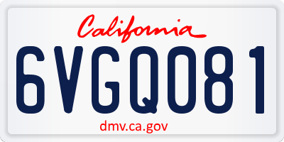 CA license plate 6VGQ081