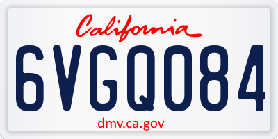 CA license plate 6VGQ084