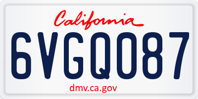 CA license plate 6VGQ087