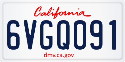 CA license plate 6VGQ091