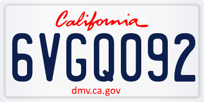 CA license plate 6VGQ092