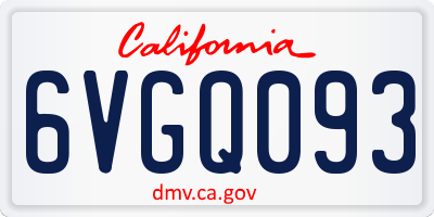 CA license plate 6VGQ093