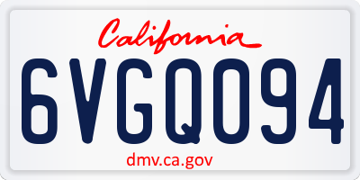 CA license plate 6VGQ094