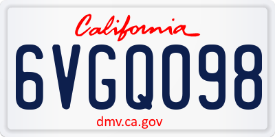 CA license plate 6VGQ098