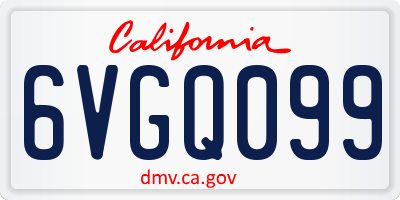 CA license plate 6VGQ099