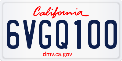 CA license plate 6VGQ100