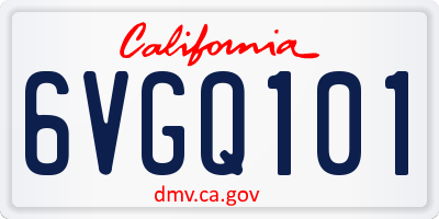 CA license plate 6VGQ101