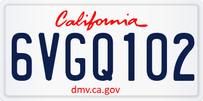 CA license plate 6VGQ102