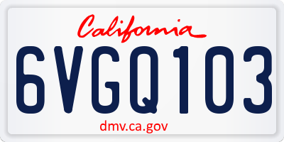 CA license plate 6VGQ103