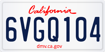 CA license plate 6VGQ104
